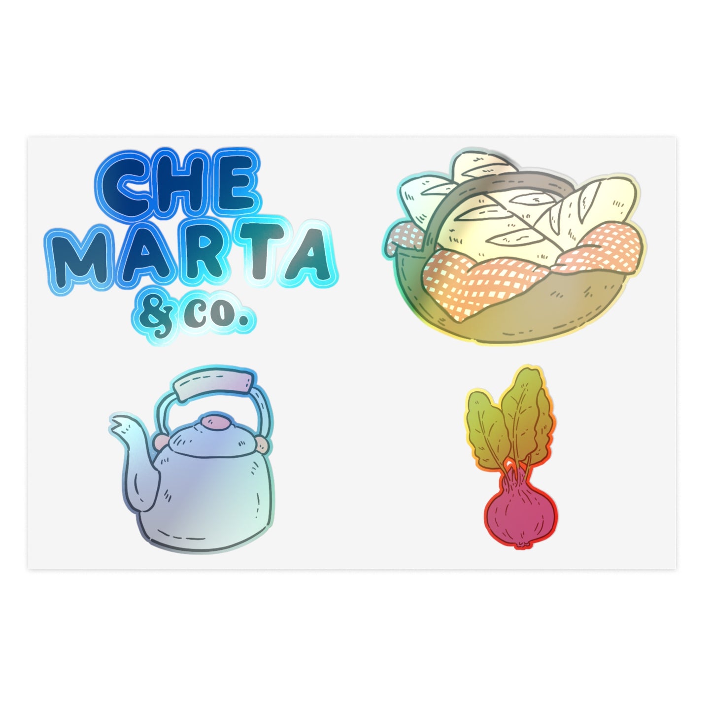 Kitchen Sticker Sheet — Bread, Kettle & Veggie Illustrations, Cozy Cooking Decals, Cute Planner & Journal Stickers