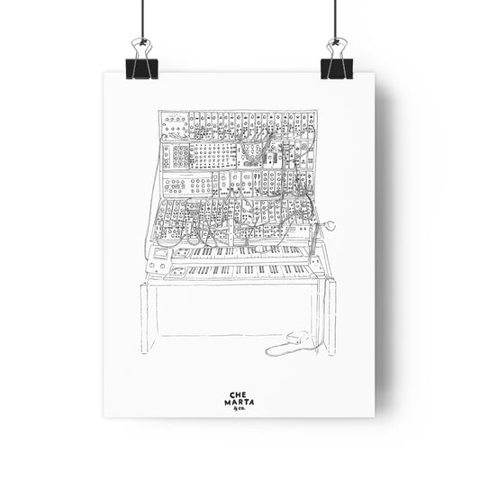 Modular Synthesizer Line Art Poster — Minimal Electronic Music Wall Art
