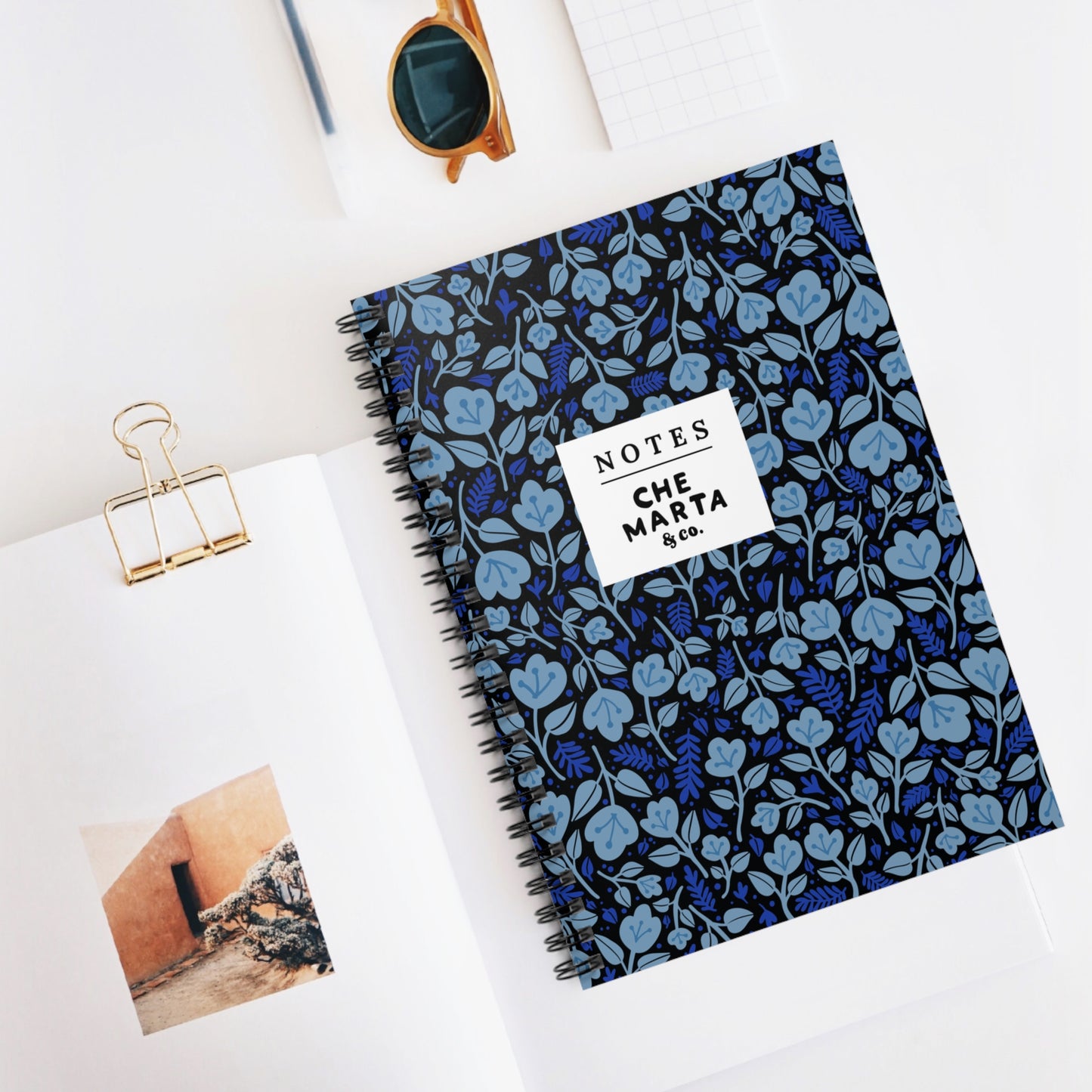 Blue Floral Spiral Notebook | Che Marta & Co.