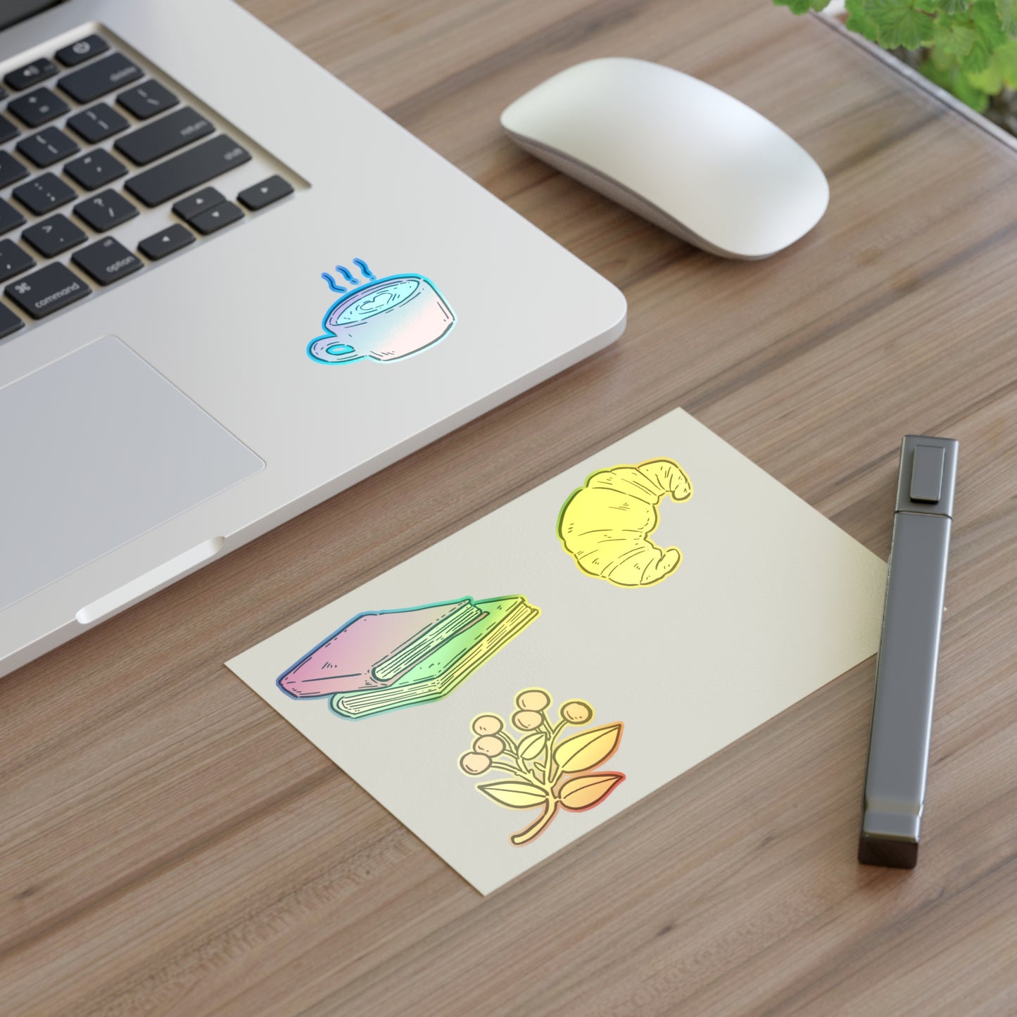 Cozy Morning Sticker Sheet — Books, Croissant & Coffee Planner Stickers